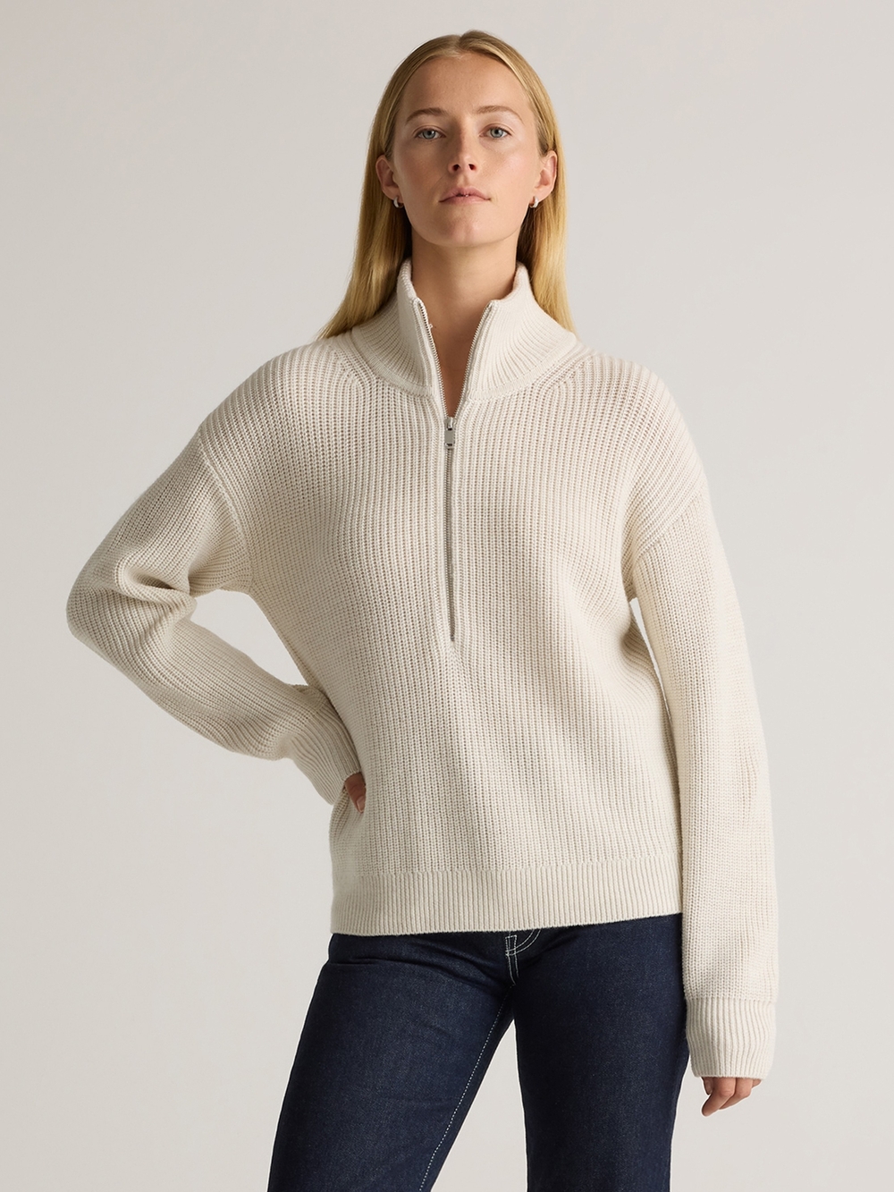 Quince Australian Merino Wool Half Zip Sweater Size Small